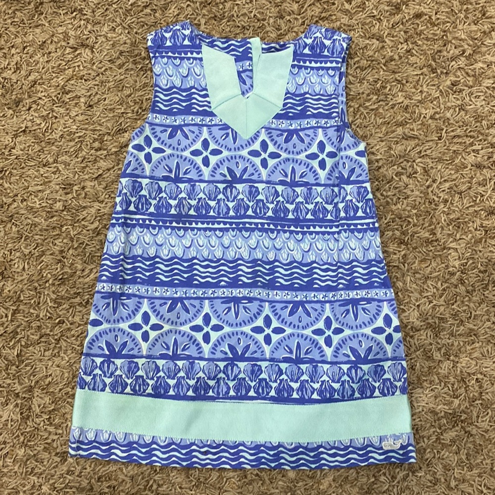 Vineyard Vines Girls Blue and Mint Patterned Casual Dress